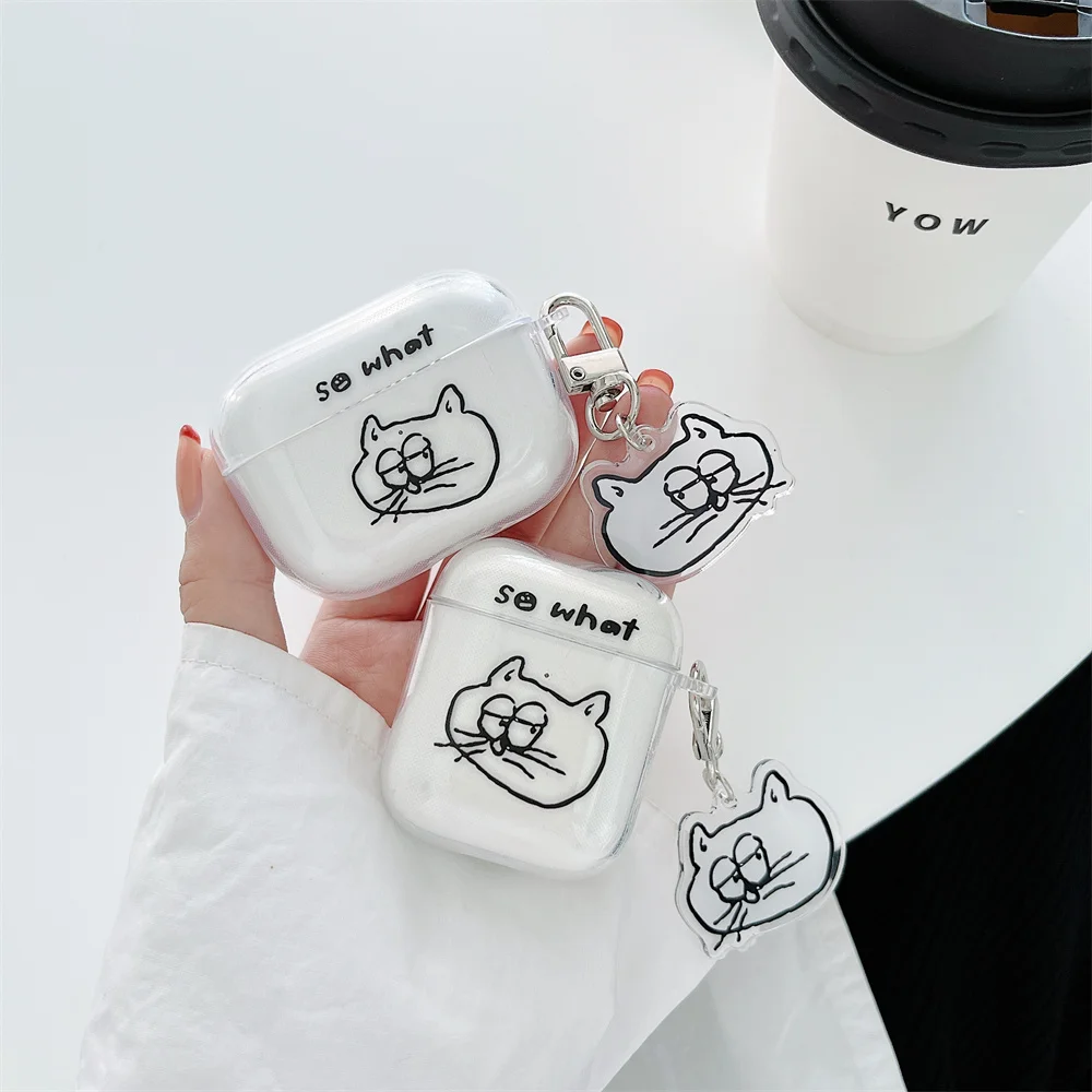 

Прозрачный защитный чехол с подвеской для Airpods 1, 2, 3, новый чехол, милый мультяшный Забавный чехол для планшетов Airpods Pro