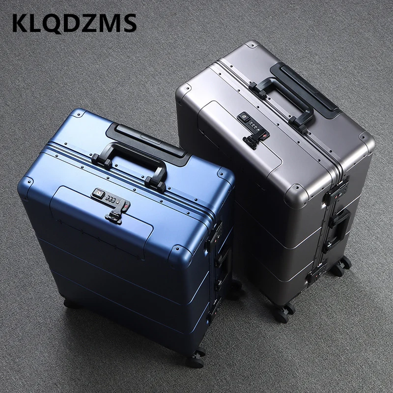 KLQDZMS 20''24''28" Inch Men's Full Aluminum Magnesium Alloy Business Trolley Suitcase Women's Boarding Code Box Hand Luggage