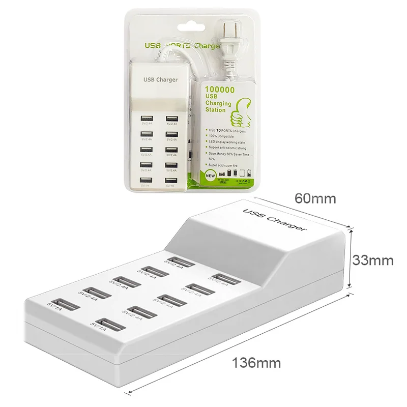 Multi Ports Multifunction Chargers 10-port charger USB multi-port smart quick-charge 5V2A mobile phone charger