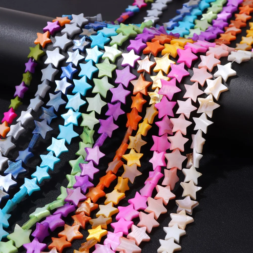 6 8 10 12mm Colorful Dyeing Flat Beas Shell Star Pearl Spacer Beads For Jewelry DIY Handmade Bracelet Necklace Accessori - купить по