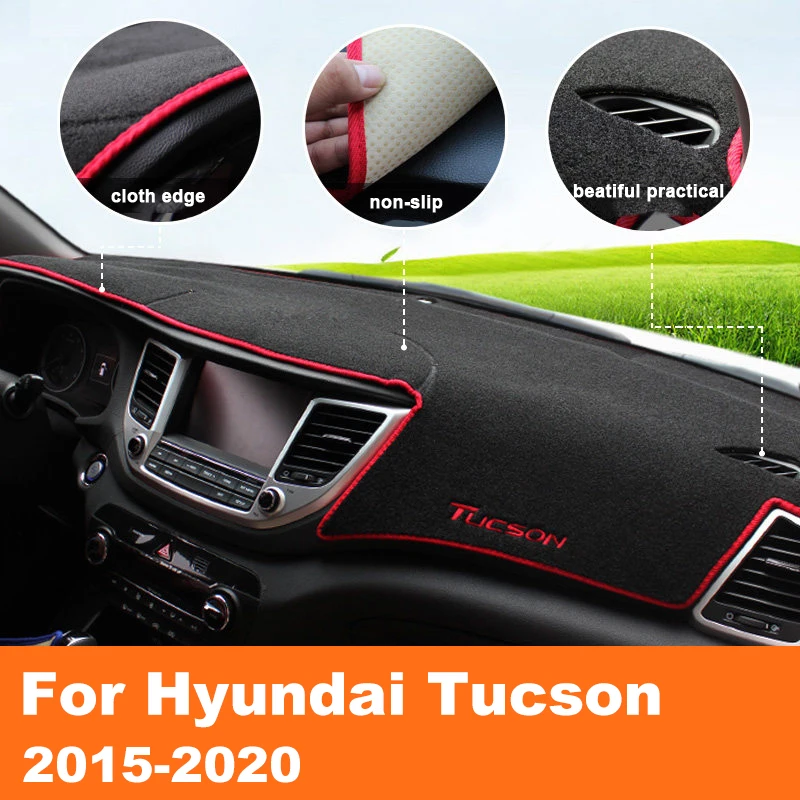 Чехол для приборной панели автомобиля For Hyundai Tucson TL 2015-2018 2019 2020 LHD с подкладкой от солнца, ковриком и аксессуарами для интерьера.