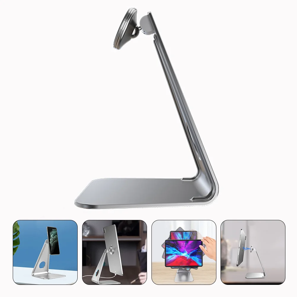 

Tablet Holder Desktop Stand Portable Metal Dock Cradle Tabletop Mount Adjustable Bracket Charging Suction Height Compact Support