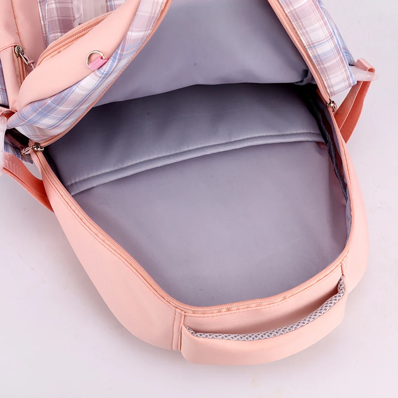 EST Plaid New Fashion Girls Pupil School Backpack Teenager Female Shoulders Waterproof Nylon Preppy Flap Pocket Bagpack Mochila