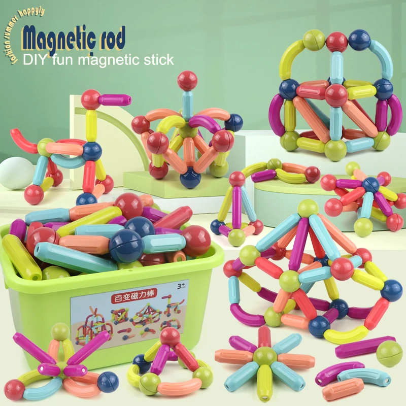 

Magnetic Building Blocks Sets DIY Magnets Toys Neodymium Magnet Montessori Puzzle Toy Game Stick Early Education Toys For Kids