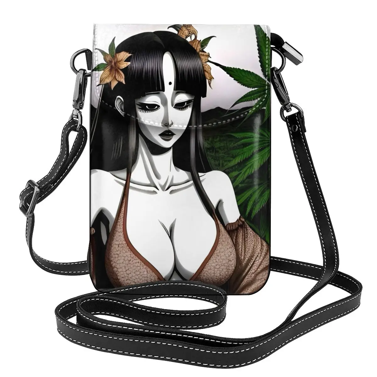 

Anime Junj Shoulder Bag Orchids Japanese Cute Female Bulk Women Bags Reusable Leather Business Purse Christmas Gift