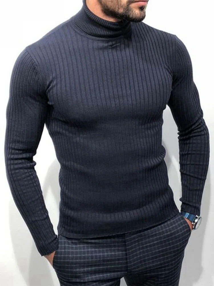 

Casual Long Sleeve Solid T Shirts Men Autumn Fashion Stand Collar Tops Streetwear 2022 Spring New Mens Knitted Pullover Tops