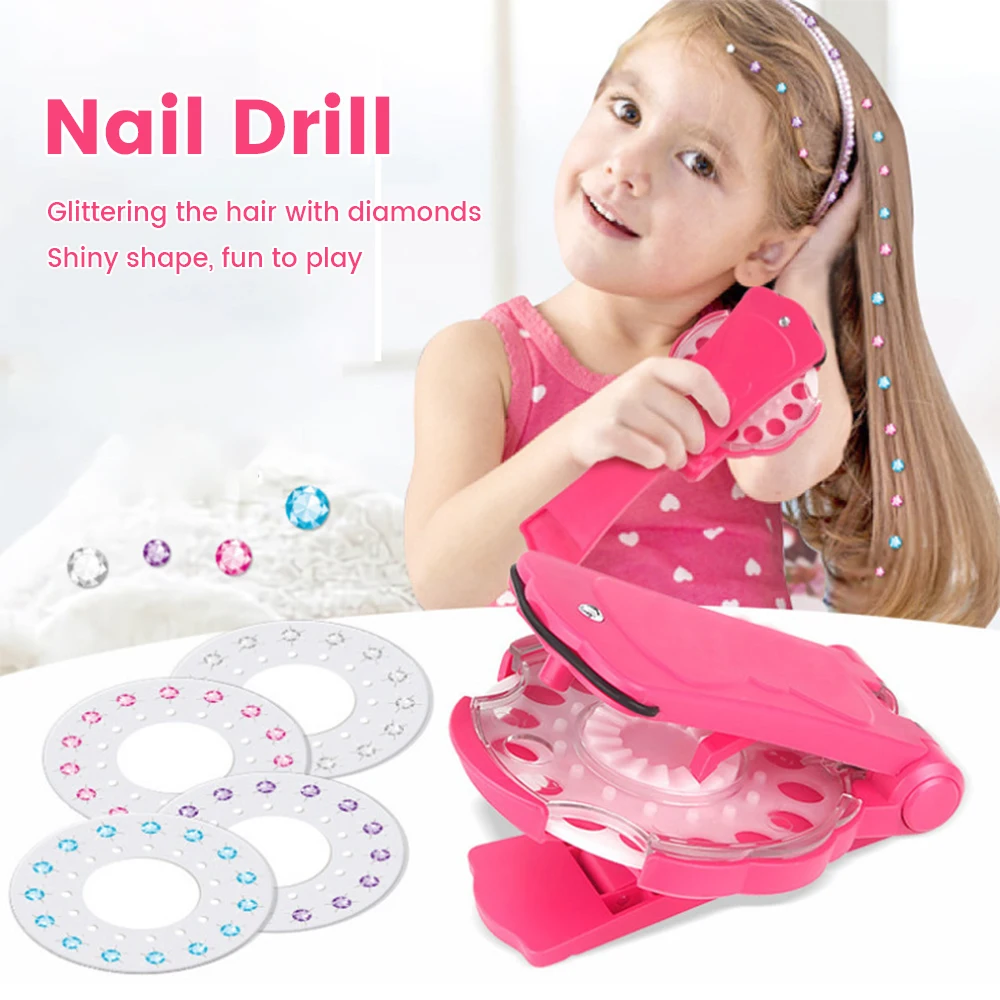 

Nail Drill Diamond Stickers Blingbling DIY Girls Hair Styling Tool Diamond Sticker Dress Up Rig Toy Girls Birthday Gifts