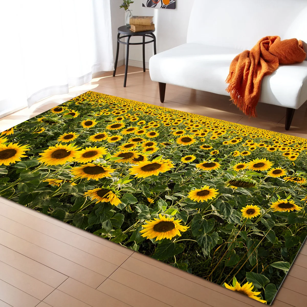 

Sunflower Field Carpets for Living Room Home Bedroom Girl Bedside Blanket Modern Under Bed Mat