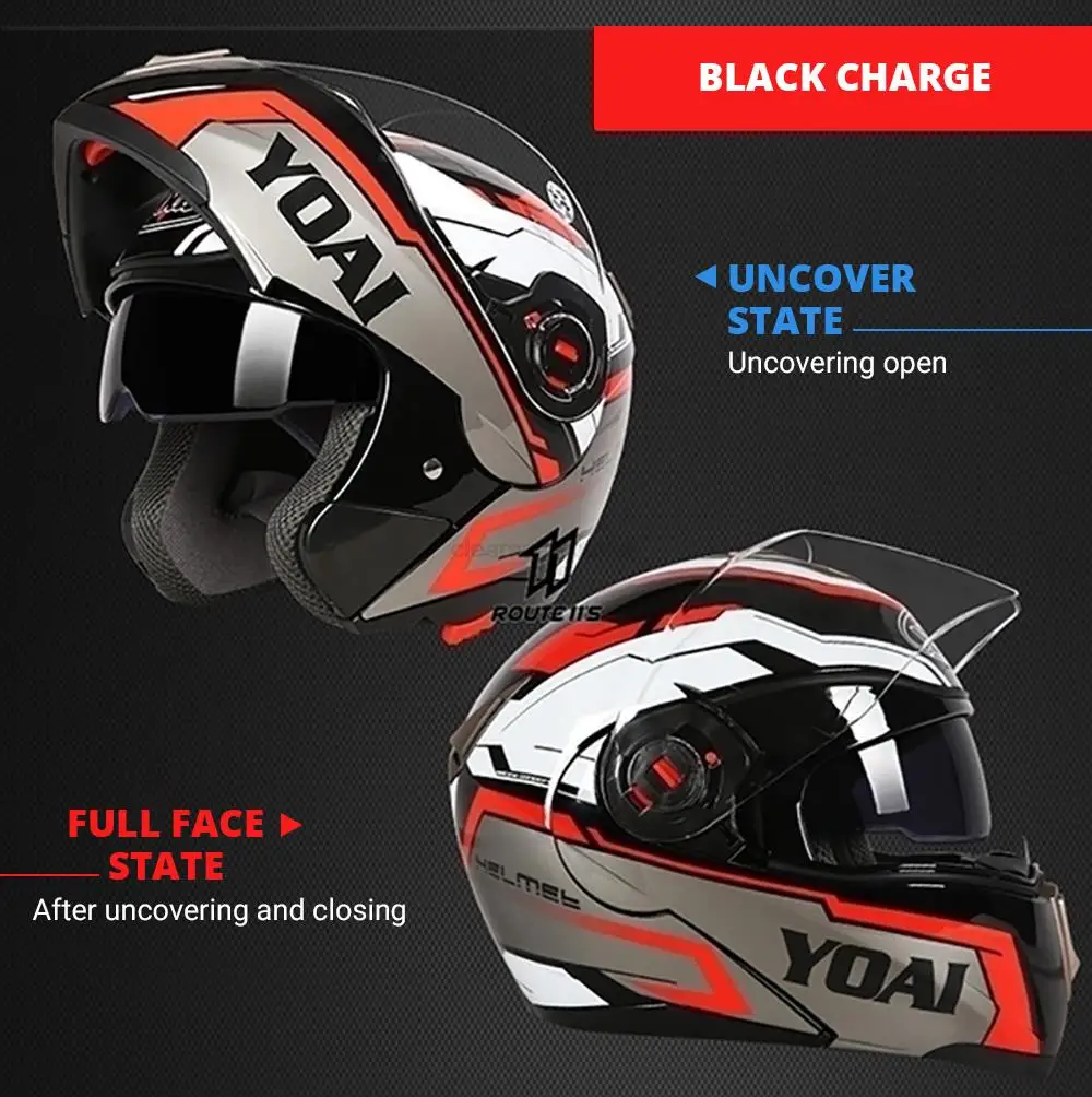 YOAI Motorcycle Double Lens Helmet With Bluetooth Full Face Certified Motorcycle Helmet Summer Men helmet Motorcycle Modular enlarge