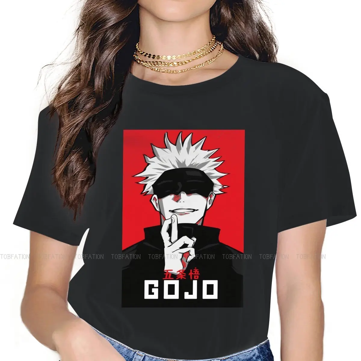 

Футболка Gojo 19 для девушек, футболки джутсу кайсен, модная женская футболка, хлопковая летняя, оверсайз