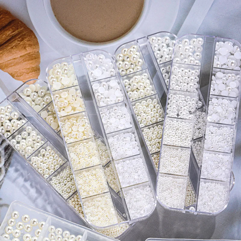 12 ячеек разные размеры круглые акриловые жемчужные бусины для изготовления