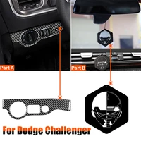 black carbon fiber sticker car headlight switch button cover for dodge challenger 2015 2016 2017 2018 2019 2020
