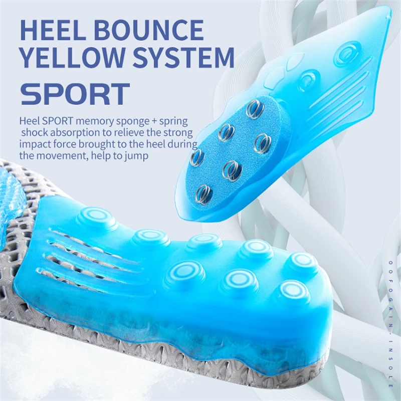 Sport Spring Silicone Gel Insoles for Women Men Orthotic Sole Pad For Shoes Deodorant Breathable Cushion Running Pad For Feet
