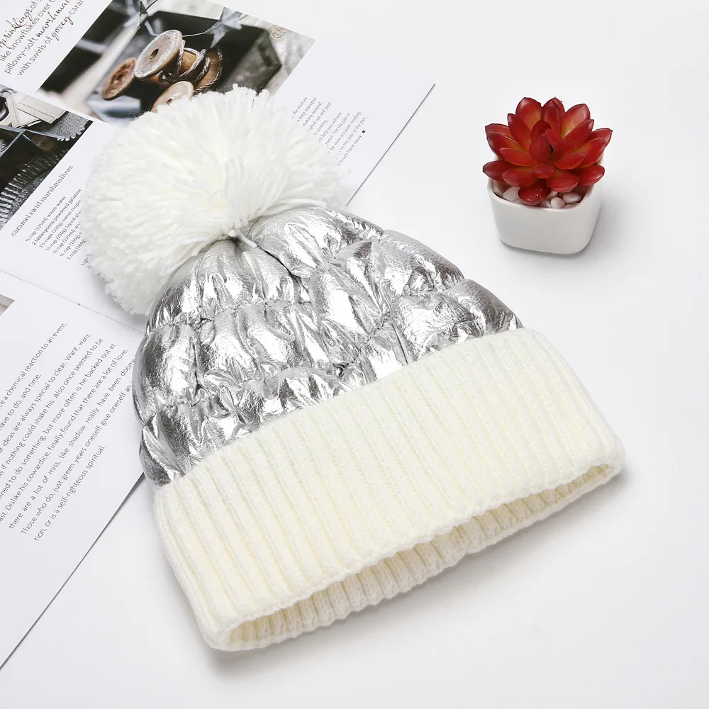 

2023 Winter Hats For Women Thick Bling Knitted Beanies Hat Girls Autumn Female Hairball Pink White Caps Warmer Bonnet Casual Cap