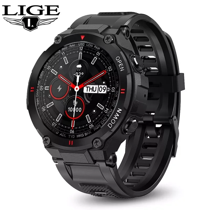 

LIGE 2021 New Smart Watch Men Sport Fitness Bluetooth Call Heart Rate Monitoring Music Control Alarm Clock Reminder Smartwatch
