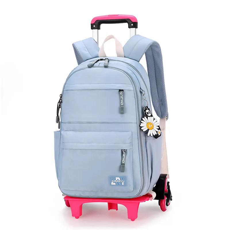 Student School Bag Rolling Backpack Kids Trolley Bag Girl School Backpack Multifunctional Child Waterproof Backpack Wheels