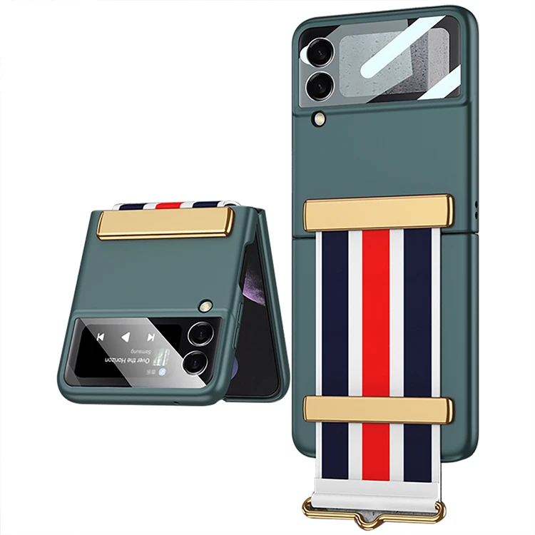 

Чехол для телефона Samsung Galaxy Z Flip 3, силиконовый защитный чехол, Прочный противоударный защитный чехол для смартфона с ремешком на запястье