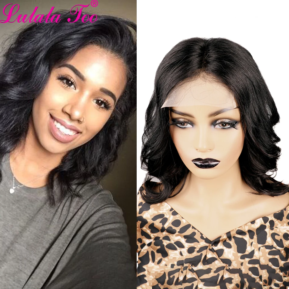 Body Wave Loose Short Bob Wig13x4 /4x4 Transparent Lace Front Human Hair Brazilian Remy  Pre Plucked 150 Density For Black Women