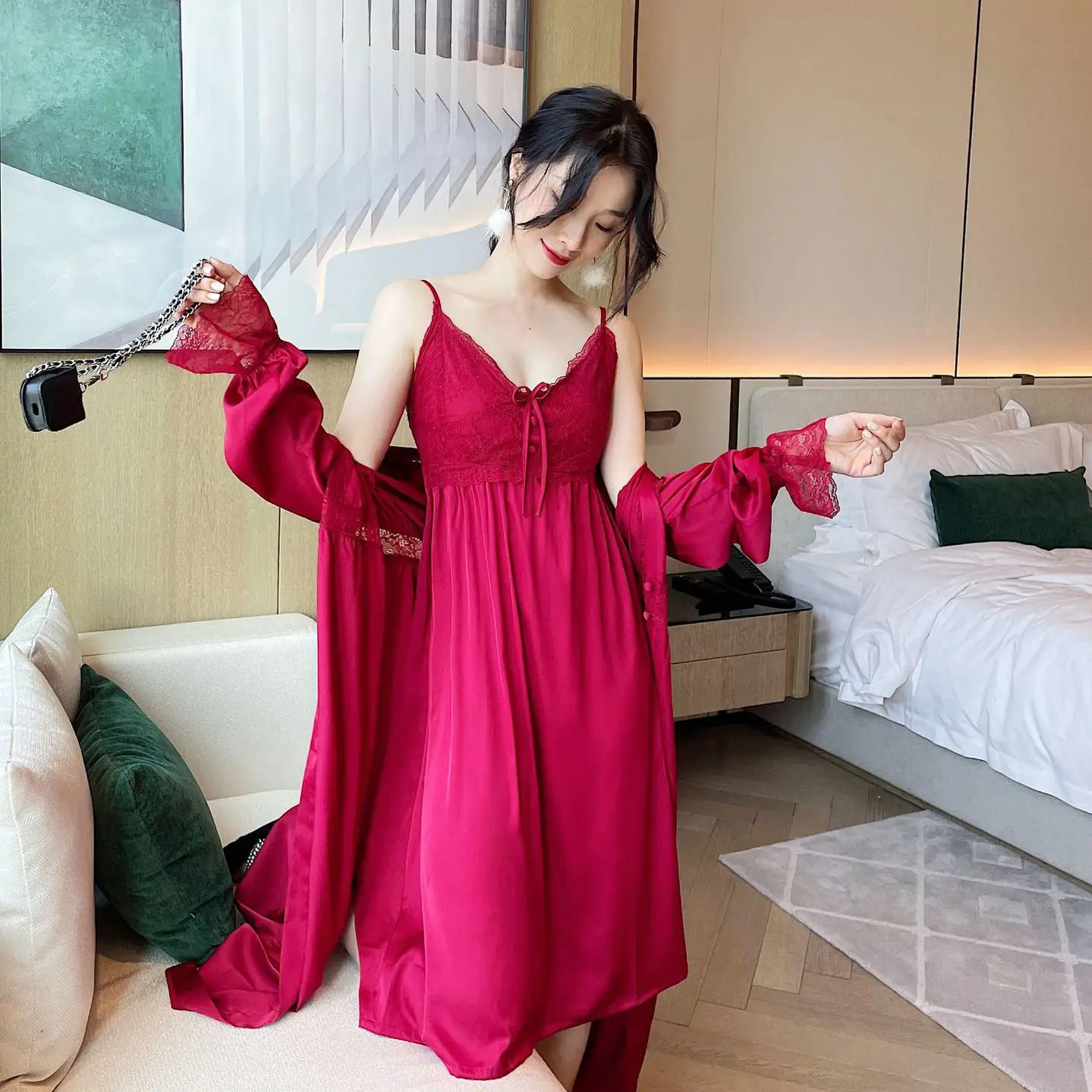 Женское ночное белье комплект из 2 предметов женская одежда для сна сексуальный