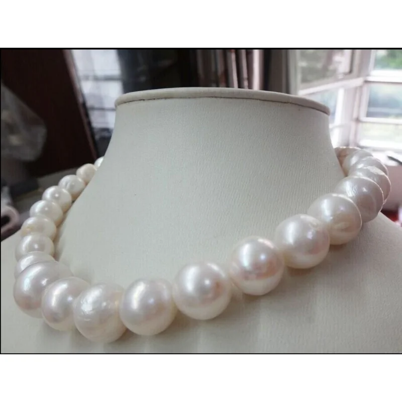 

Grand collier de perles naturelles de la mer du sud australienne, 18 pouces, 12 à 15MM, couleur blanche, livraison gratuite