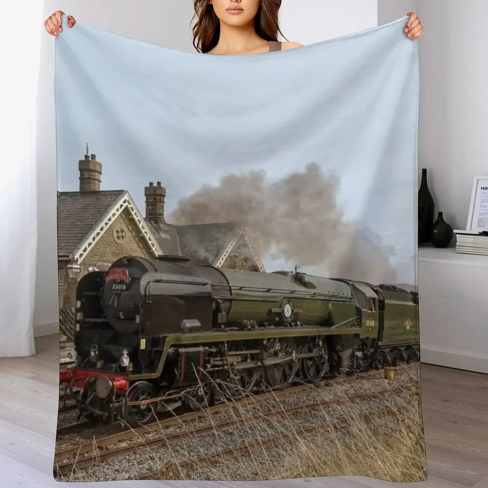 Паровоз через йоркширские моры плед мягкая большая манга забавный подарок