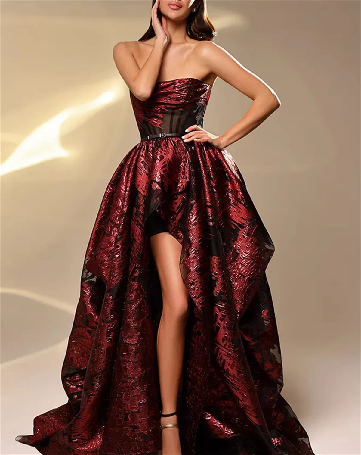 

A-Line Star Stage Party Dress Embroidered Applique Wedding Long Sleeve Red Elegant Formal Evening Gown 2022 New Arrival