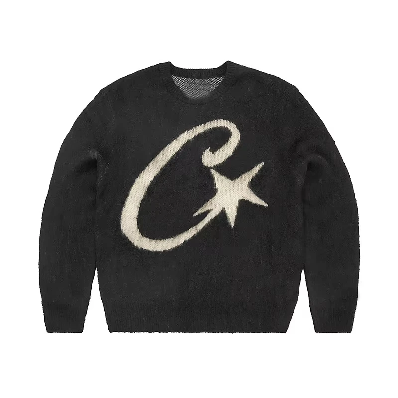 Осень-зима 2025 г. модный женский вязаный свитер с длинными рукавами свободный