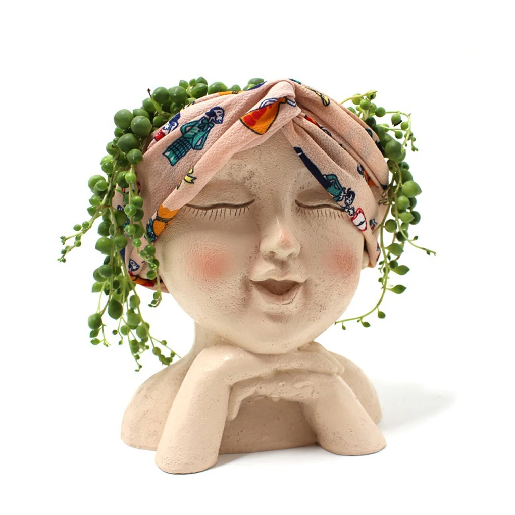 

Human Face Flowerpot Office Hotel Tabletop Succulent Flower Pot Garden Courtyard Patio Planter Indoor Outdoor Vase