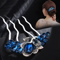 2022 new vintage crystal flower wedding hair clip for women rhinestone elegant bride maruko hairstyles tool hair accessories