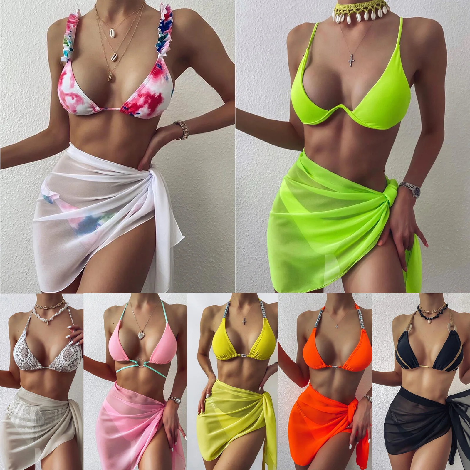 

Chiffon Beach Cover Up Wrap Skirt Womens Sarong Swimwear Kaftan Scarf Swimming Vacation Holiday Clothing Ropa mujer