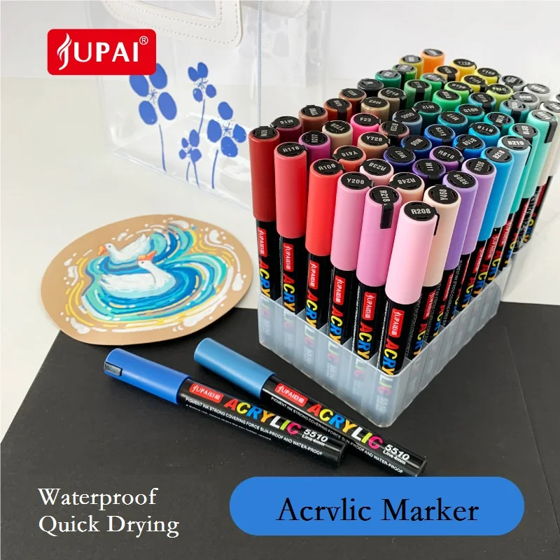 JUPAI 5510-12/24/36/48/60 Colorful advertising Painting Stationery Ceramic Glass cloth Graffiti  Waterproof acrylic Marker Pen