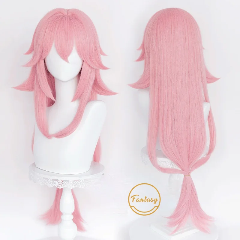 

Розовый длинный прямой парик для косплея Yae Game Genshin Impact Yae, термостойкий синтетический парик, Хэллоуин