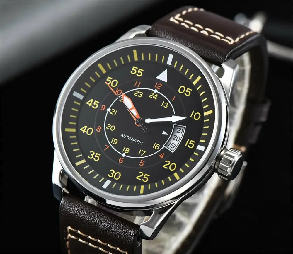 Автоматические механические часы Bliger 44 мм стерильный циферблат сапфировое