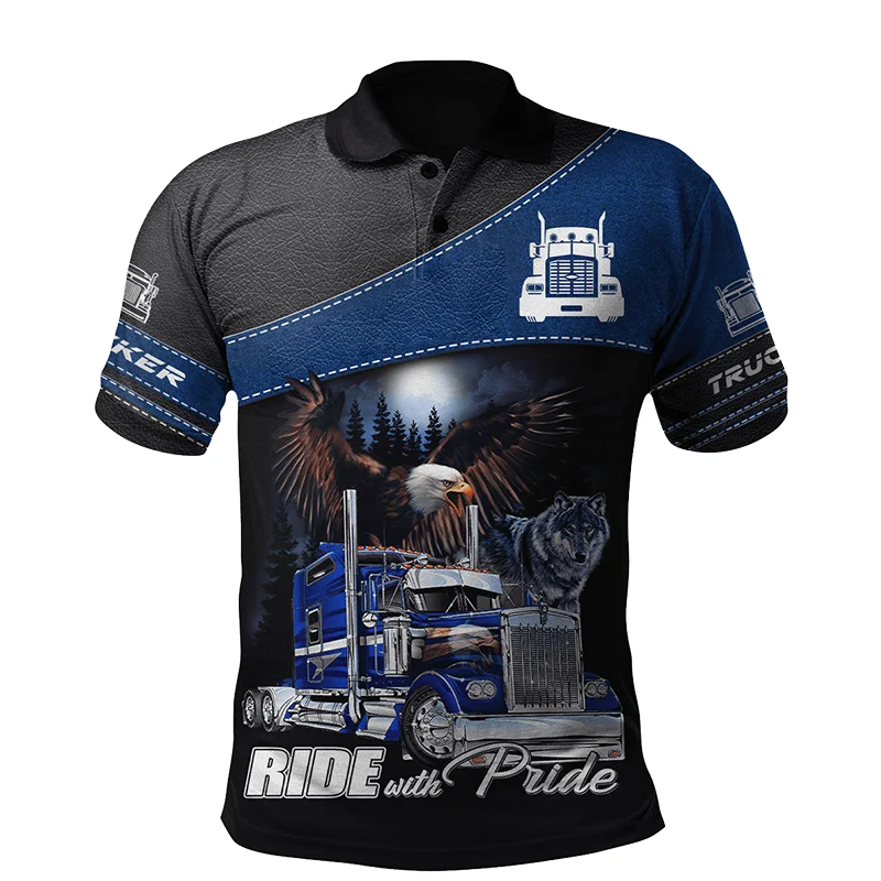 

Unisex Truck Graphic 3D Printed Men's Polo Shirt For Men Summer Tops Short Sleeve Fashion Casual Oversized Polo Shirts Workout