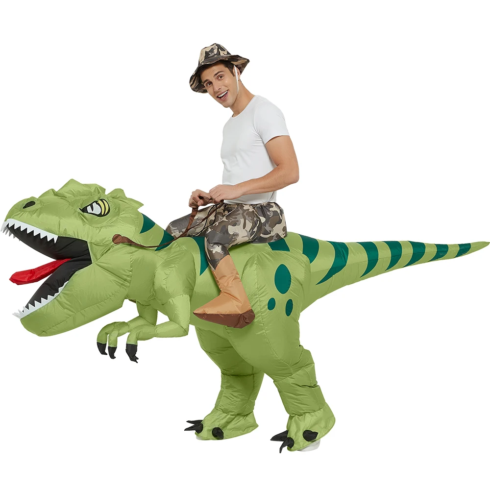 

Надувной костюм для взрослых, костюмы динозавра на Хэллоуин, смешной талисман T Rex для езды на велосипеде, костюм для косплея для мужчин, аним...