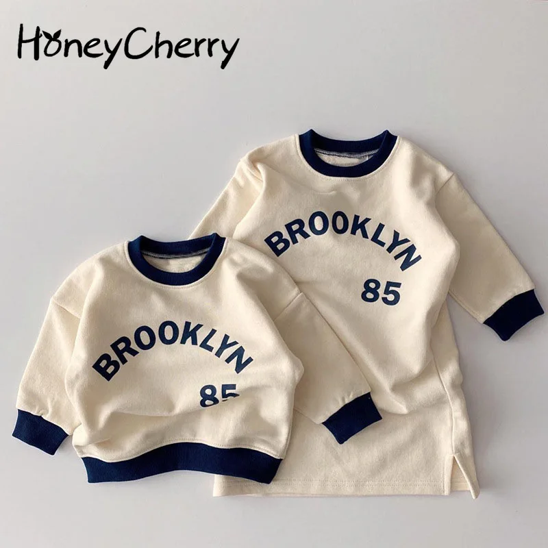 

HoneyCherry New Family Wear Letter Casual Hedging Parent-child Sweatshirt Dress Mom And Daughter Matching Clothes