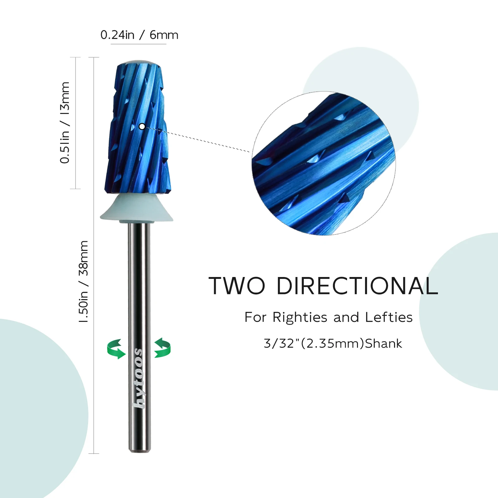 HYTOOS Blue Nano безопасные конические сверла для ногтей 4XC закругленные твердосплавные