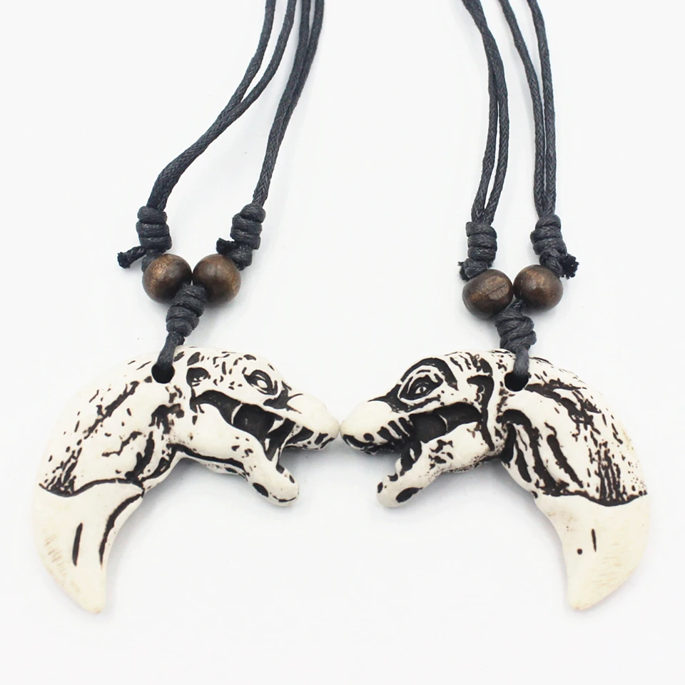 12 шт./лот имитация кости яка Резные крокодиловые зубы ожерелья животные подвески