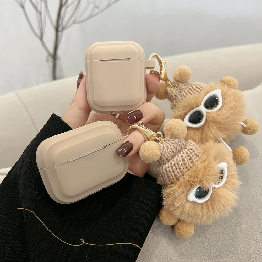 

Осенне-зимний Коричневый чехол для Airpods 1 2, чехол для наушников с милым плюшевым подвесным чехлом, новинка 2021 года, чехол для Airpods 3
