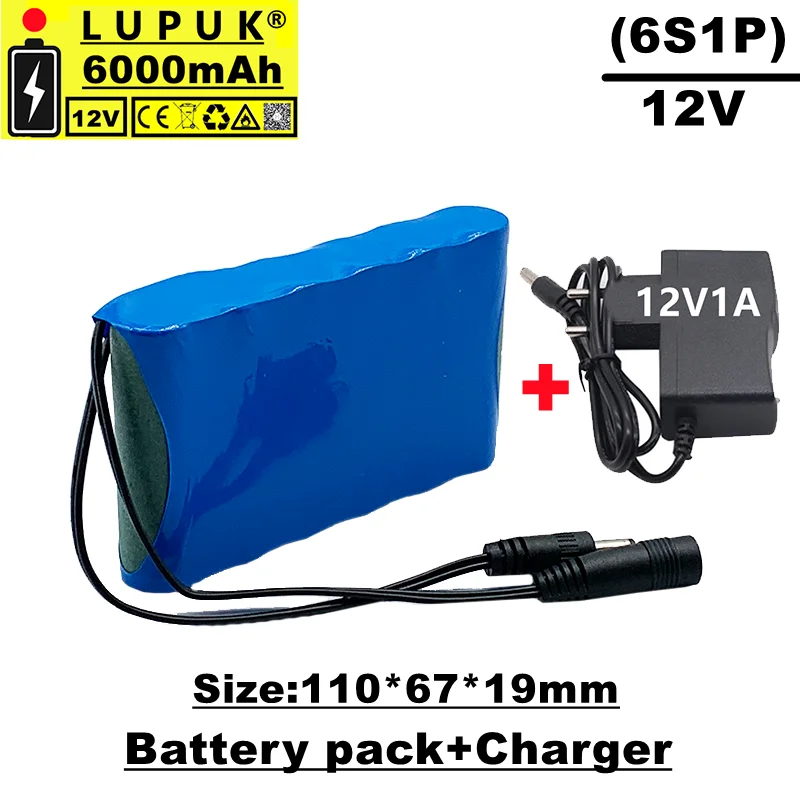 

Batterie rechargeable Lithium - ion de haute qualité 18650, 3s2p, DC 12V, 6000mah, pour GPS, caméra de voiture + chargeur