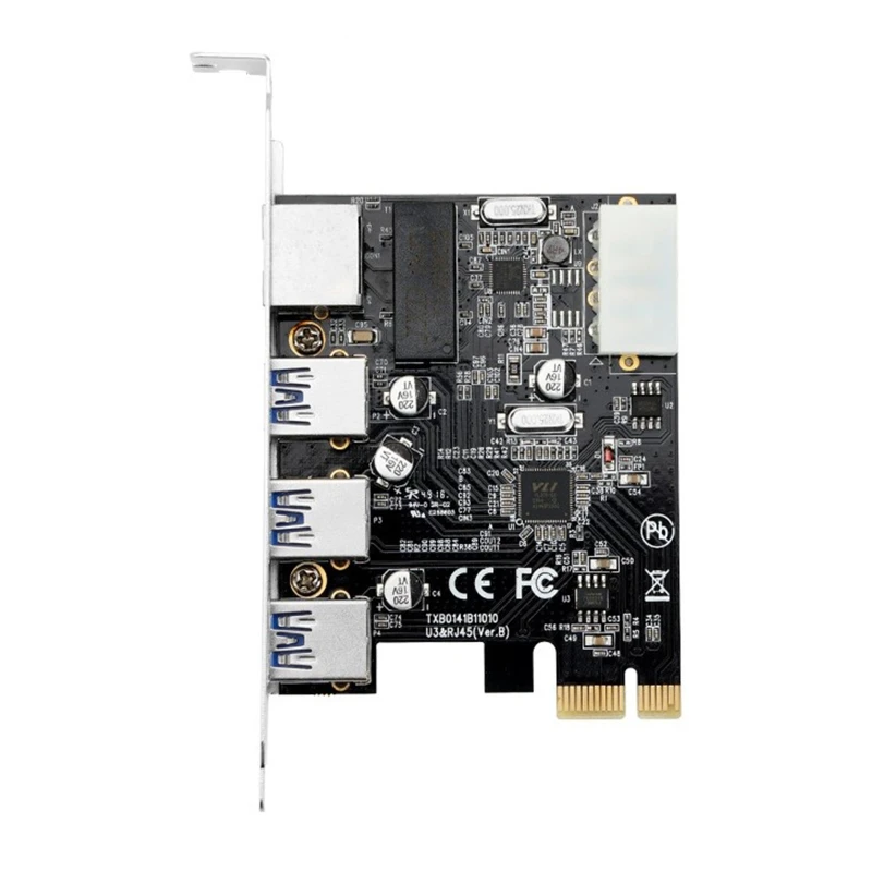 

2022 новая PCIE 3,0 гигабитная сетевая карта для рабочего стола гигабитный Ethernet Pcie к USB адаптер Расширенная карта 3xusb Molex 4-контактный источник пит...