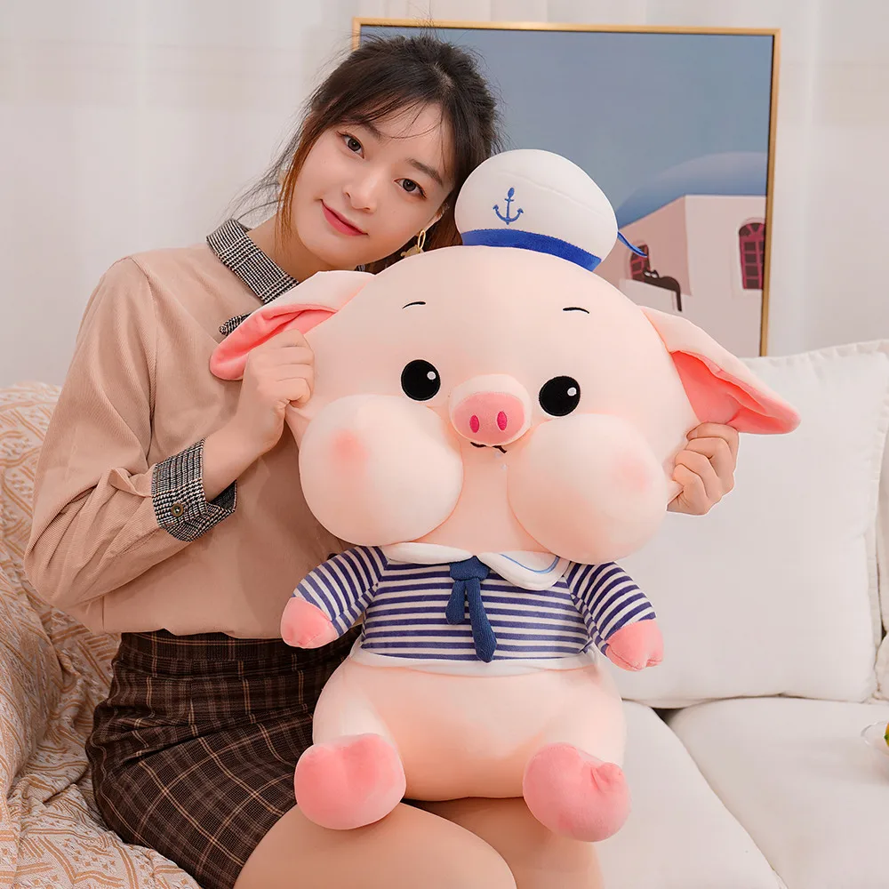 

35/50cm Squishy Navy Pig Stuffed Doll sitting Plush Piggy Toy Animal Soft Plushie Pillow Cushion Kids Baby Comforting Gift