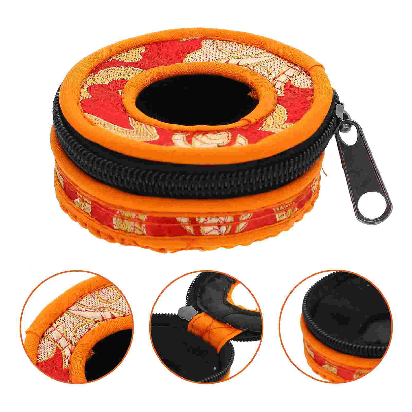 

Bowl Tibetan Storage Bellsound Embroidered Meditationkit Box Cotton Cloth Singing Mini Container Round Holder