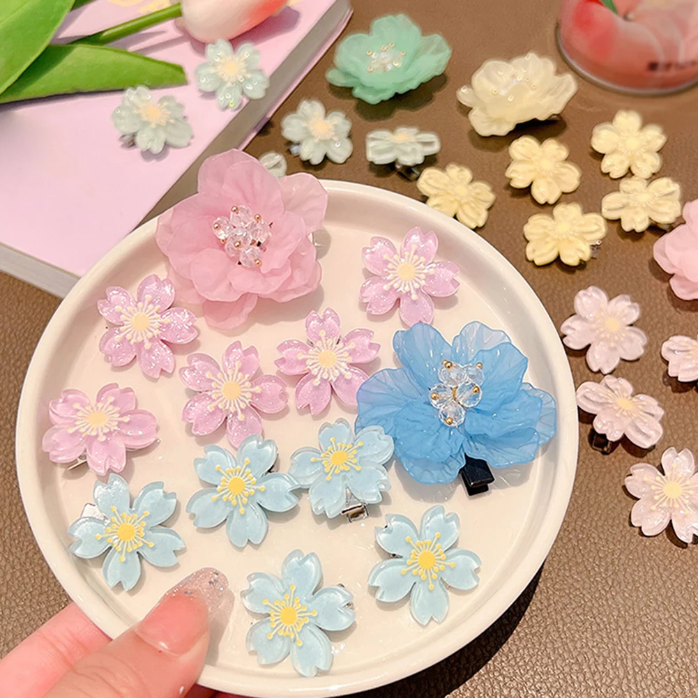 

New Children's Hair Clip Braided Hair Small Flower Hair Buttons Hairpin Girl Cute Headdress Girl Mini Hair Claw Hair Accessories