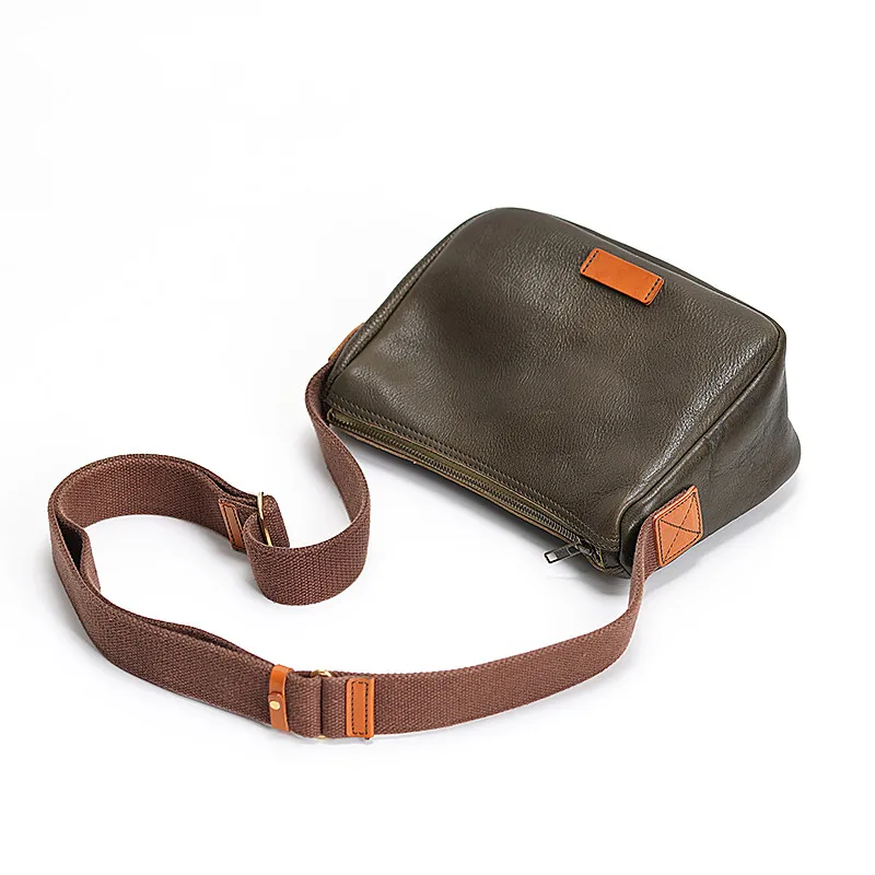 Fashion luxury genuine leather men's black messenger bag casual designer natural high-quality cowhide teens green shoulder bag