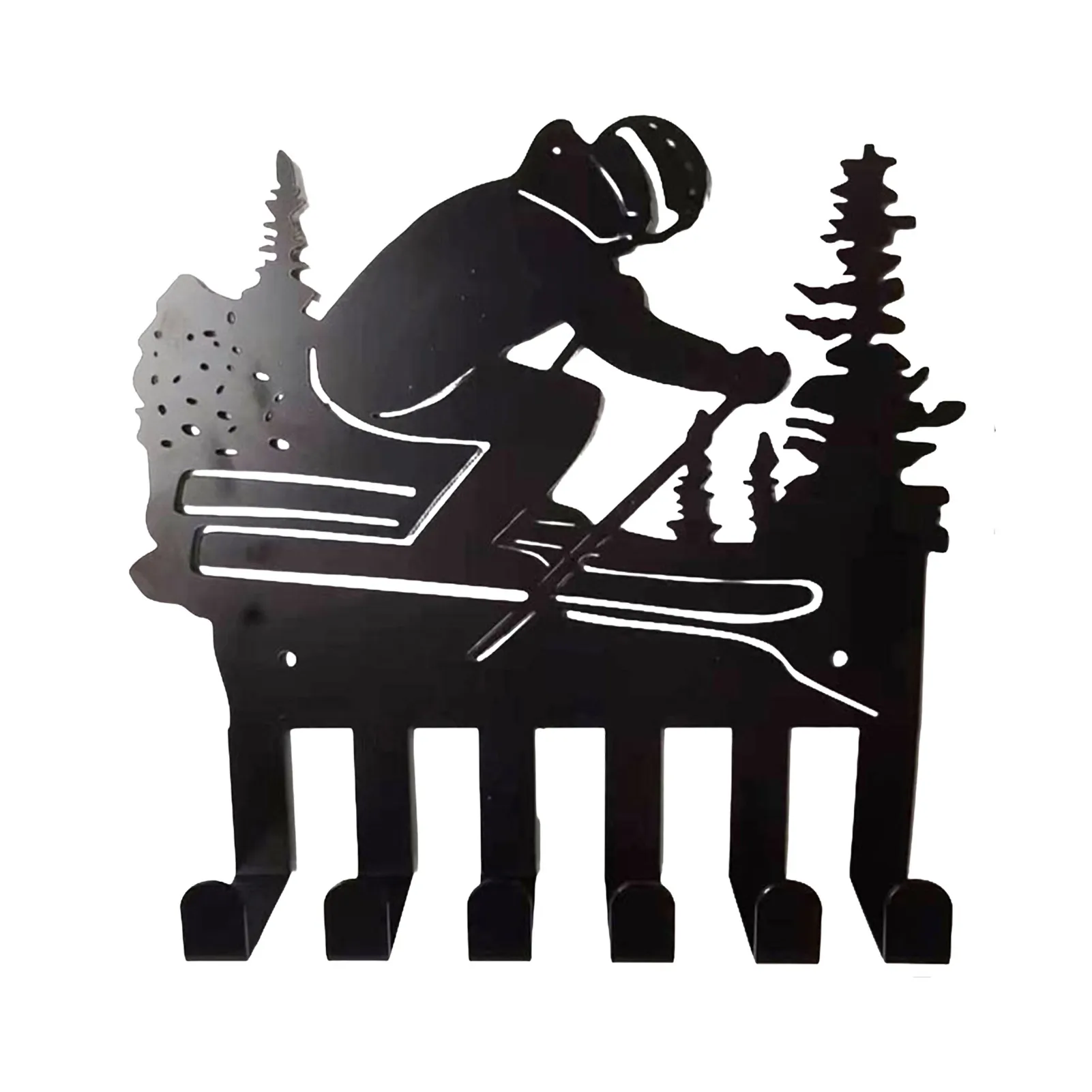 

Ski Man Metal Key Holder Hooks Pool Area Outside Towel Organizer Suitable for Towels Bathrobe Robe