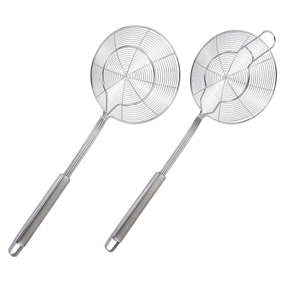 

2 Pcs Food Spoon Pasta Slotted Kitchen Colander Strainer Spoons Metal Filter Skimmer Stainless Steel Fried