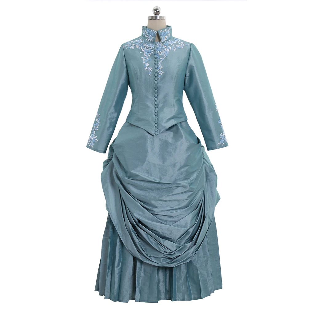 Bram Stoker's Dracula Cosplay Mina Harker Dress Medieval Victorian Civil War Costume Elegant Floral Embroidery Fancy Ball Gown