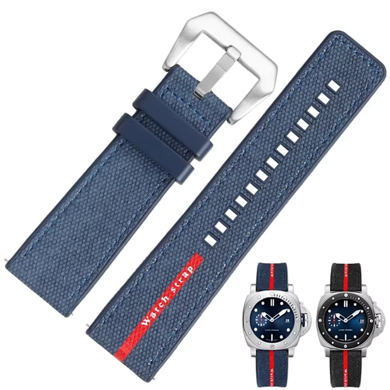 Фото Резиновый ремешок для часов 22 мм, 24 мм, 26 мм для Panerai Submersible Luna Rossa PAM1466 PAM1391 PAM1565, мужской водонепроницаемый браслет, ремешок для часов №1