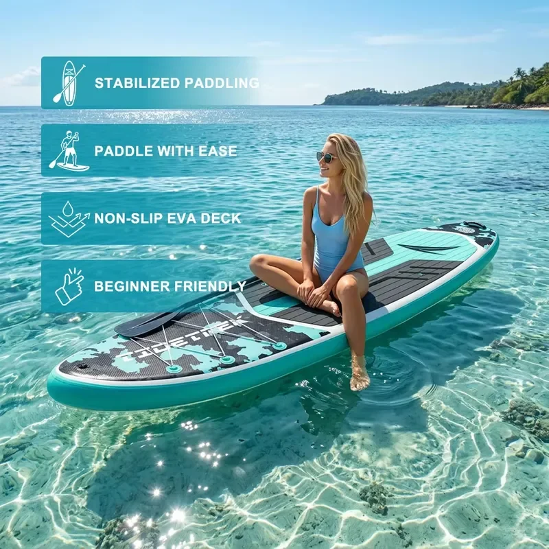 Фото Надувная доска для серфинга TIDETREK 350*89*15см: Хит продаж, премиум-класс, универсальная доска для падлбординга (ISUP) №3